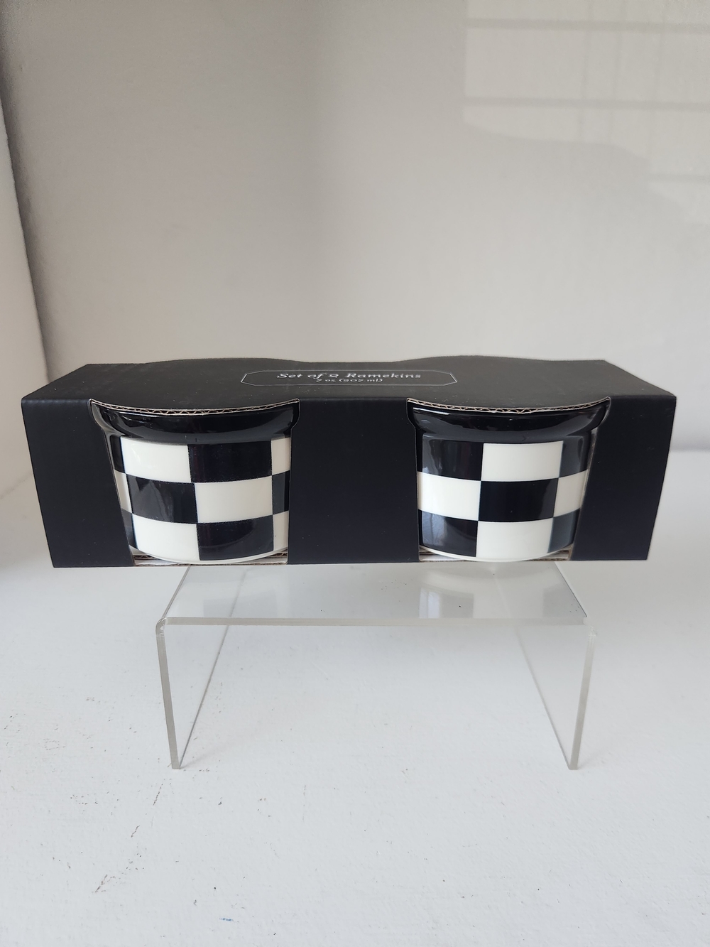 Black and White Check 7 Oz Ramikens - Set of 2